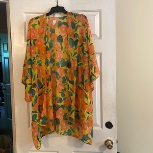 Floral swim coverup in kimono style